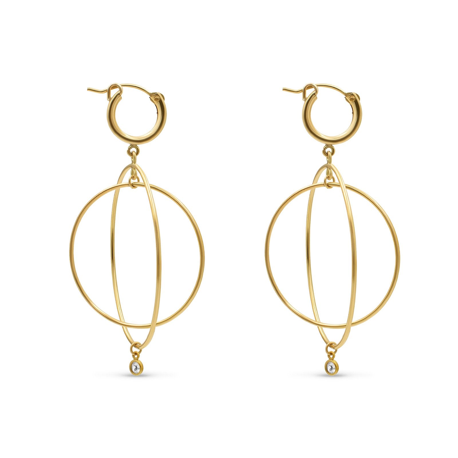 Gold Filled - Double Hoop Huggie Earrings - Camille Jewelry