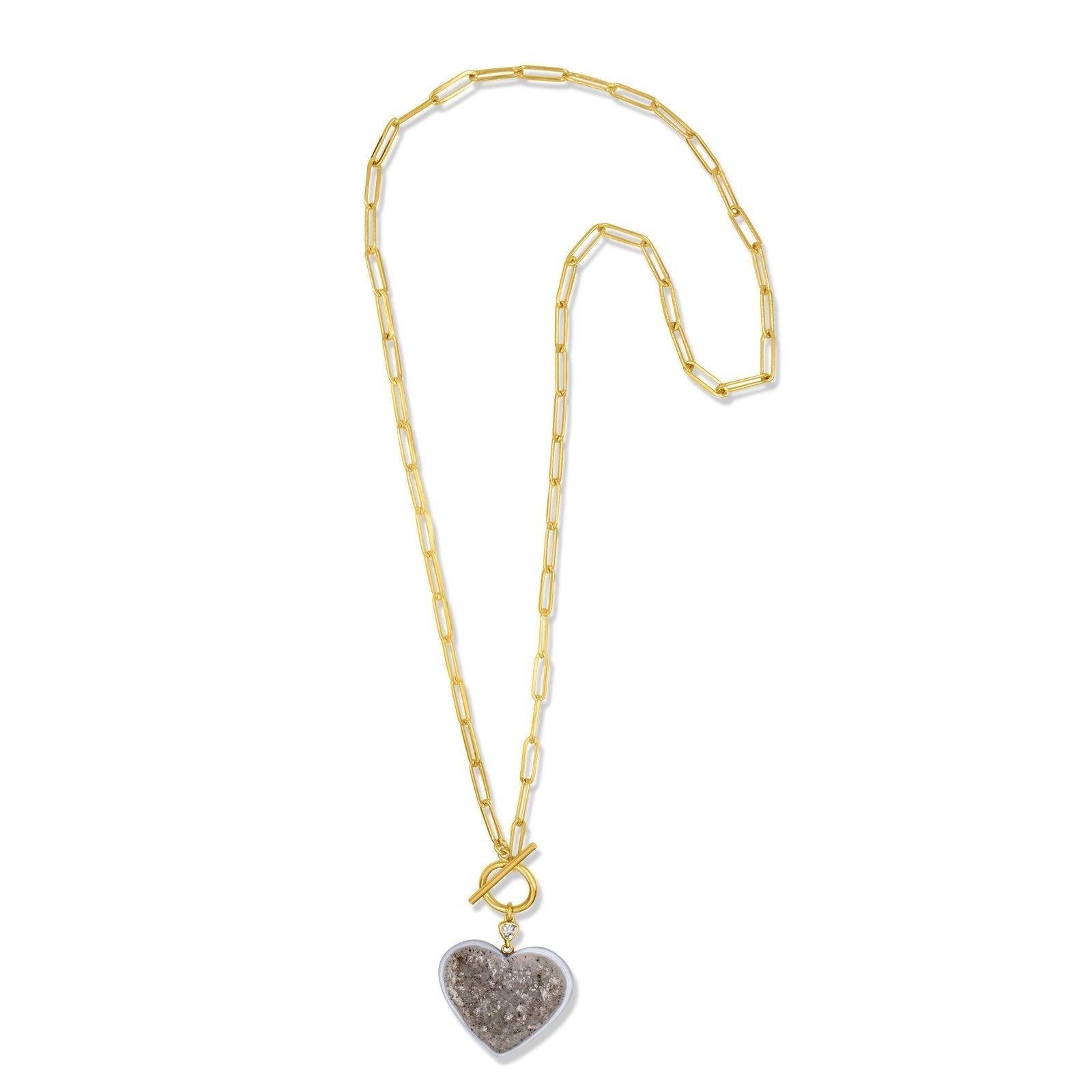 Gold Filled - Druzy Quartz Heart Necklace - Camille Jewelry