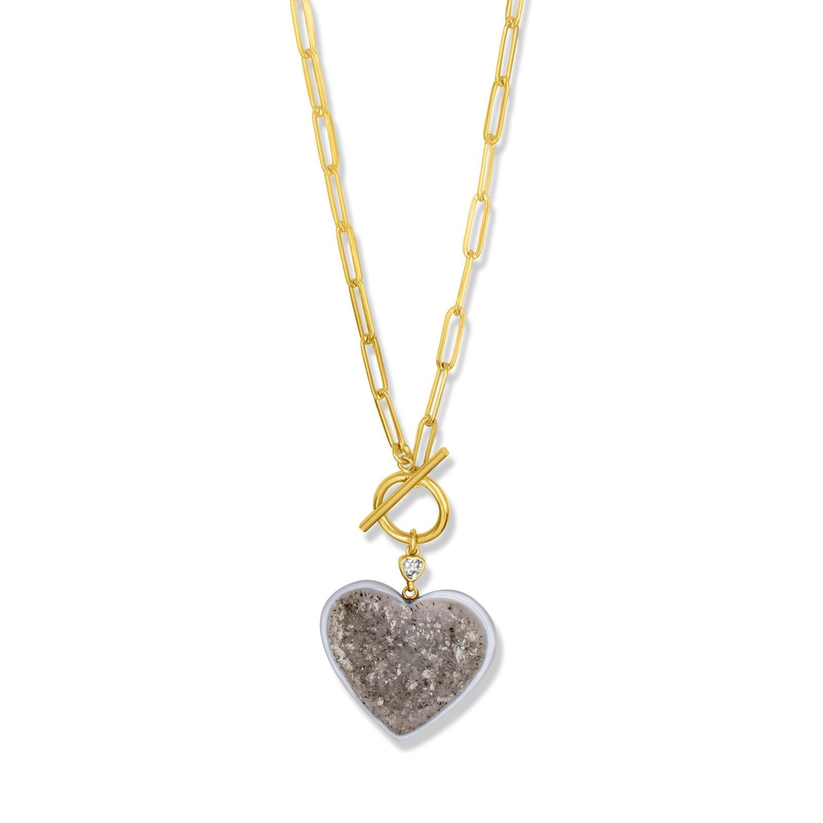 Gold Filled - Druzy Quartz Heart Necklace - Camille Jewelry