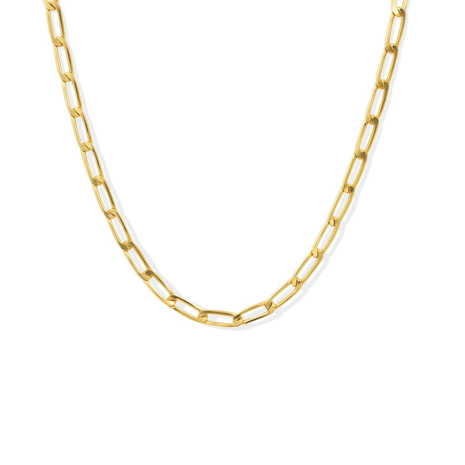 Gold Filled - Large Elongated Curb Chain Necklace - Camille Jewelry