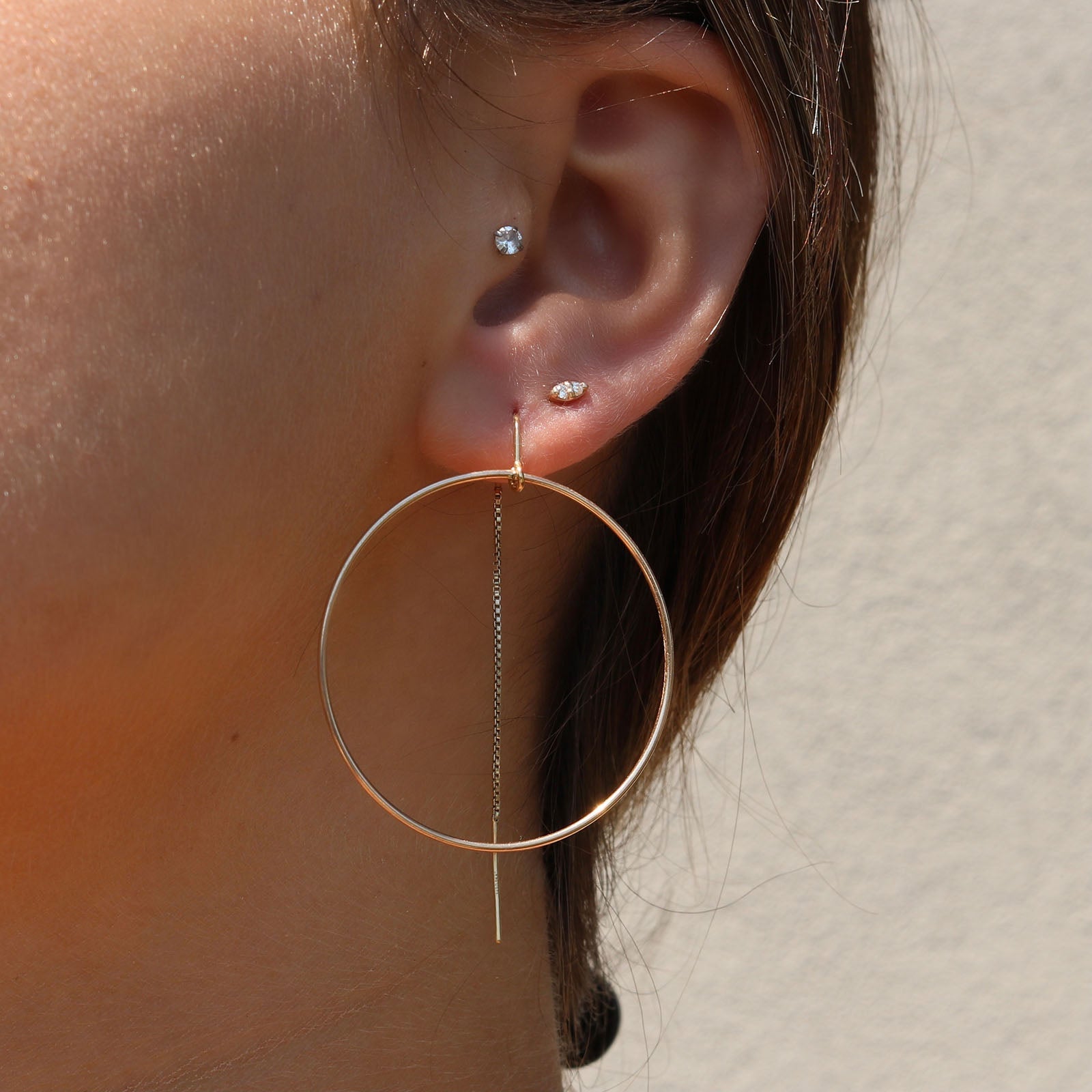 Gold Filled Threader Hoop Earrings - Camille Jewelry