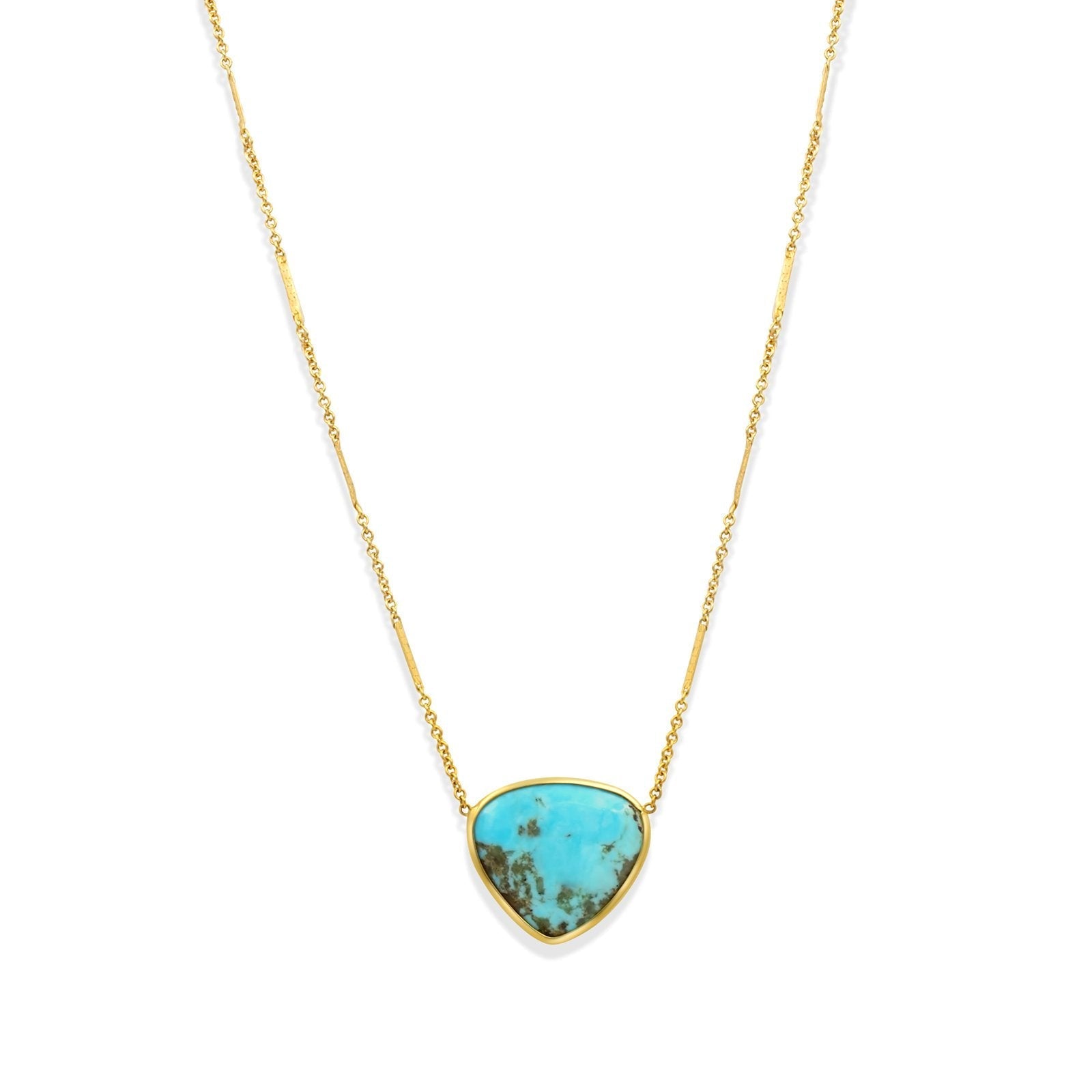 Gold Filled - Upside Down Teardrop Kingsman Turquoise Necklace - Camille Jewelry