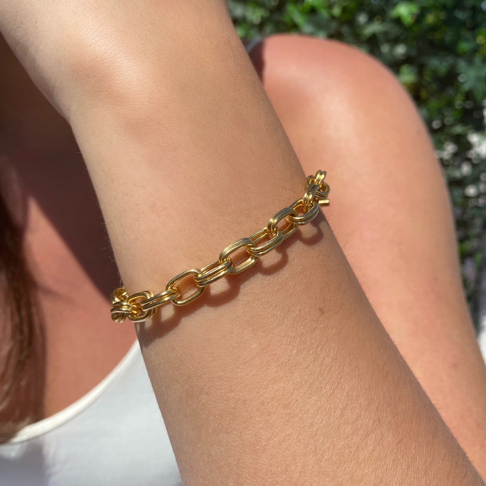 Gold Link Chain Toggle Bracelet - Camille Jewelry