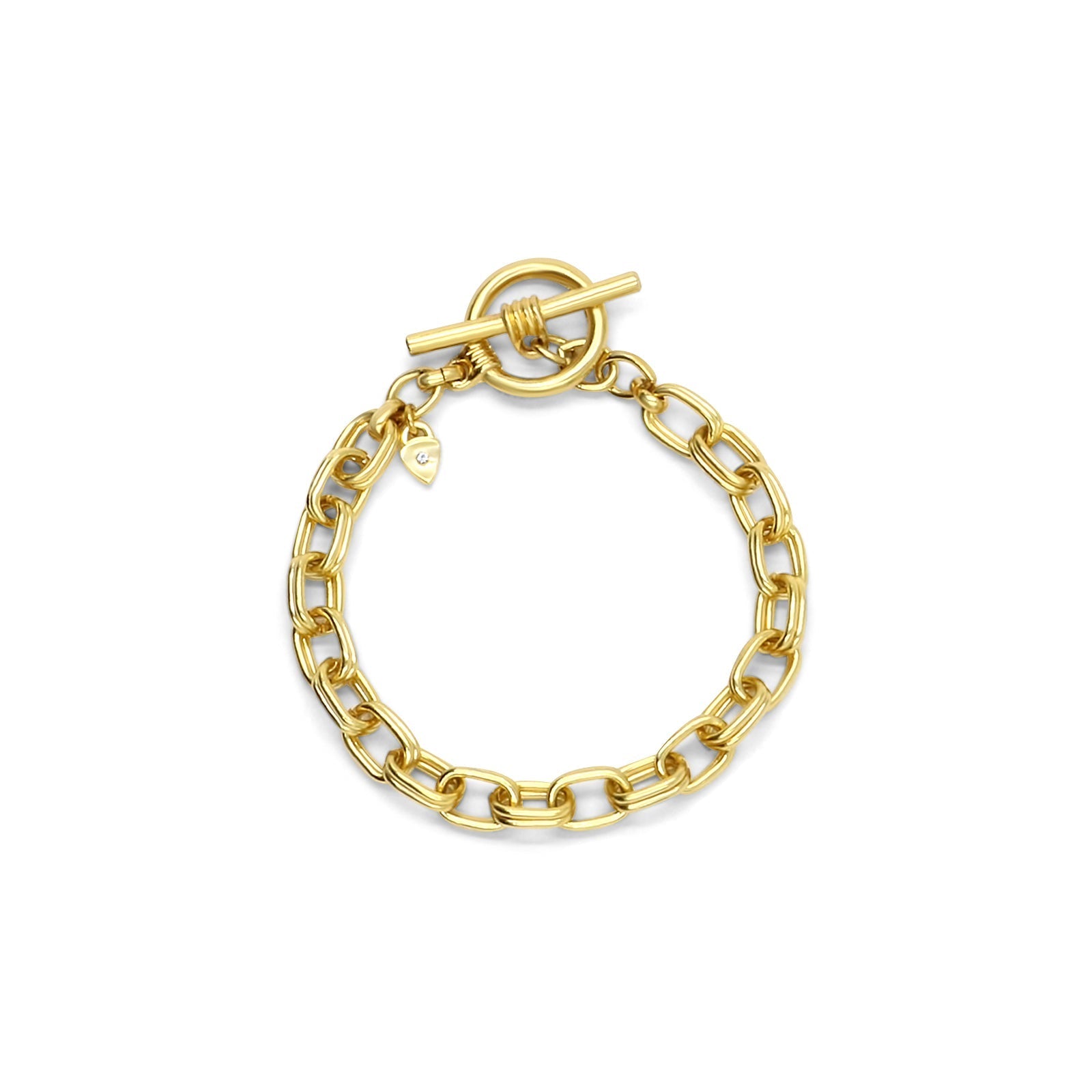 Gold Link Chain Toggle Bracelet - Camille Jewelry