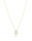 14K Yellow Gold Opal & Diamond Charm Necklace On White Background- Camille Jewelry