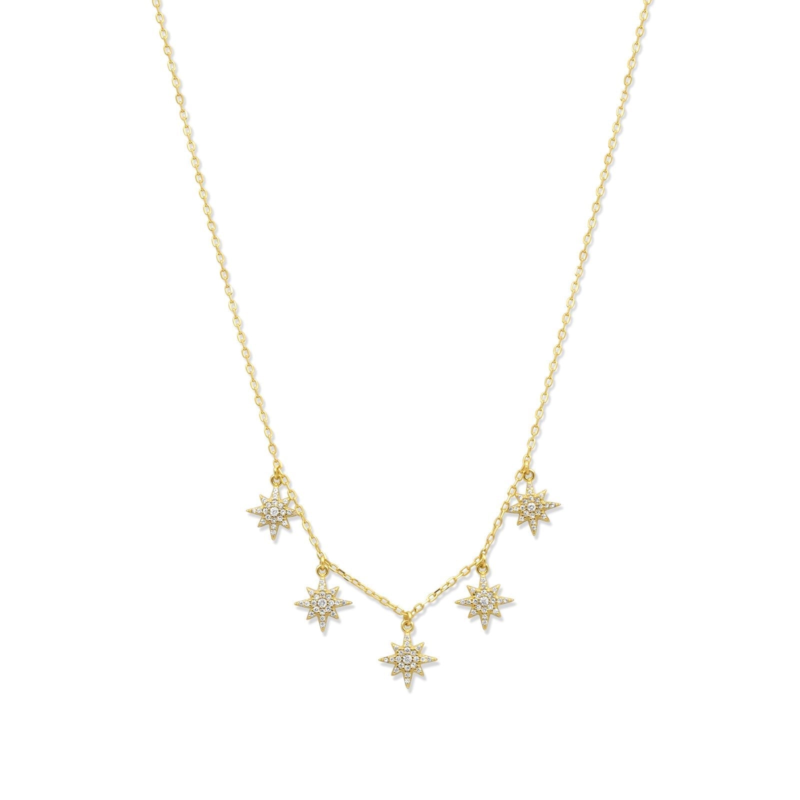 Gold Pave Charm Star Necklace - Camille Jewelry