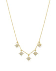 Pave Charm Star Necklace in Gold Plated Sterling Silver on a white background- Camille Jewelry