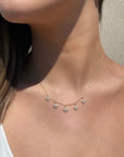 Pave Charm Star Necklace in Gold Plated Sterling Silver on a model- Camille Jewelry