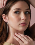 Gold Round Long Diamond Earrings – Timeless Brilliance in Motion - Camille Jewelry