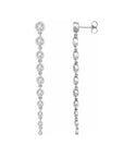 Graduated Diamond Dangle Earrings in 14K White Gold On White background - Camille Jewelry