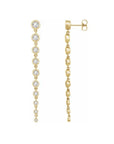 Graduated Diamond Dangle Earrings in 14K Yellow Gold On White background - Camille Jewelry