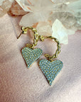 Heart Earrings Gold Hoops | Glitz Dangle Huggie Earrings - Camille Jewelry