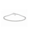 Lab grown diamond tennis bracelet in 14K white gold on a white background by Camille Jewelry