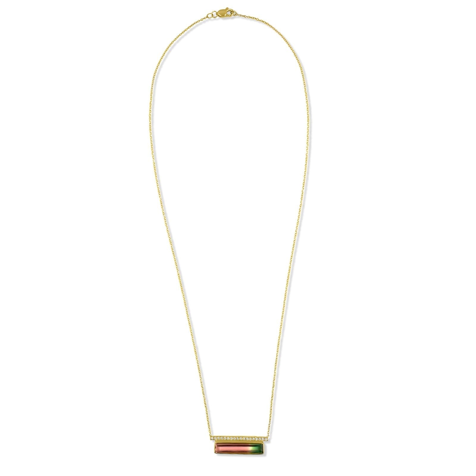 Luna- 14K Gold Tourmaline & Diamond Bar Necklace - Camille Jewelry
