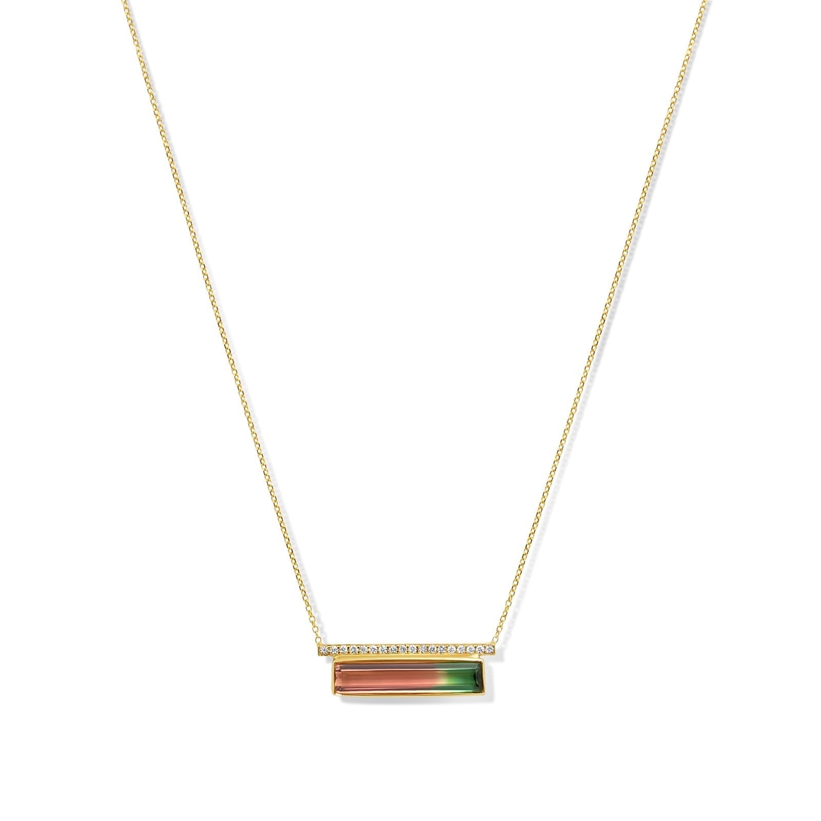 Luna- 14K Gold Tourmaline & Diamond Bar Necklace - Camille Jewelry