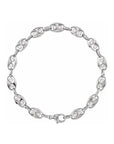 14K white Gold mariner bracelet with diamonds on a white background by Camille Jewelry.