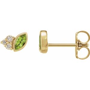 Marquise & Diamond Stud Earrings (Gemstone variety) - Camille Jewelry