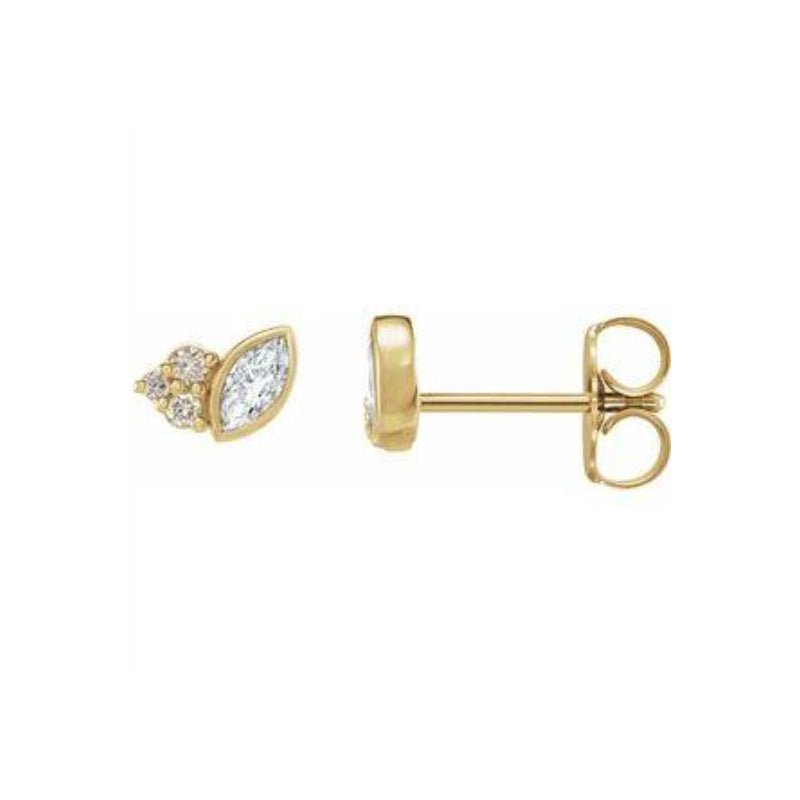 Marquise & Diamond Stud Earrings (Gemstone variety) - Camille Jewelry