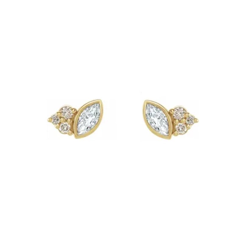 Marquise & Diamond Stud Earrings (Gemstone variety) - Camille Jewelry