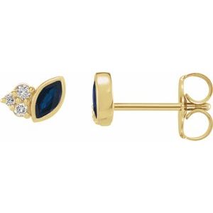 Marquise & Diamond Stud Earrings (Gemstone variety) - Camille Jewelry