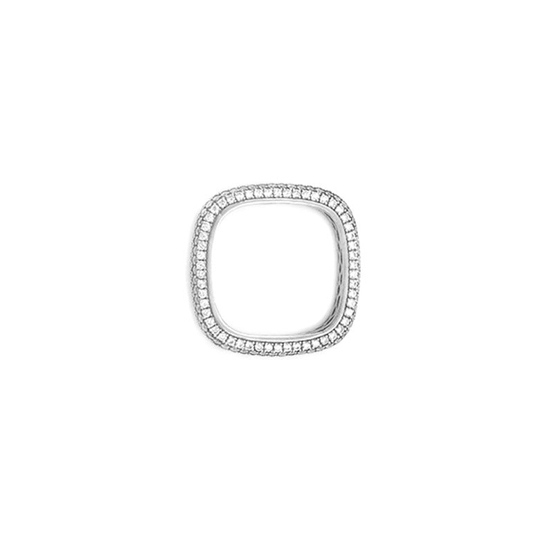Medium Silver Pave Square Band Ring - Camille Jewelry