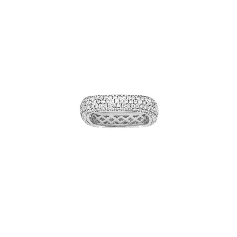 Medium Silver Pave Square Band Ring - Camille Jewelry