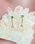 Micro Stud Earrings – Emerald and Diamond Glow in 14K Gold - Camille Jewelry