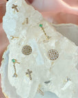 Micro Stud Earrings – Emerald and Diamond Glow in 14K Gold - Camille Jewelry