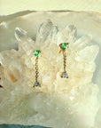 Micro Stud Earrings – Emerald and Diamond Glow in 14K Gold - Camille Jewelry