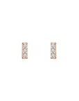14K Rose Gold Small Pave Diamond Bar Stud Earrings - Camille Jewelry