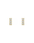 Mini 14K Yellow Gold Pave Diamond Bar Stud Earrings on a white background - Camille Jewelry