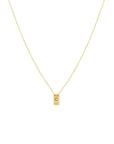 14K gold filled Mini Plaque Personalized Necklace on a white background - Camille Jewelry