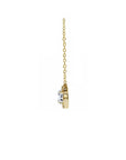14K Yellow Gold Natural Diamond French Halo Solitaire Necklace Side View - Camille Jewelry