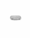 Pavé square ring in sterling silver with cubic zirconia on a white background by Camille Jewelry