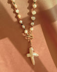 Pearl Cross Charm – Gold-Filled Swivel Connector Necklace Add-On - Camille Jewelry