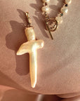 Pearl Cross Charm – Gold-Filled Swivel Connector Necklace Add-On - Camille Jewelry