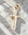 Pearl Cross Charm in 14K Gold Filled Clasp - Camille Jewelry