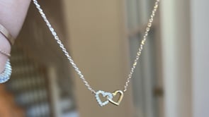 Diamond mini interlocking heart necklace dangle on video | Camille Jewelry