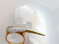 Phoenix bird beak crossover gold pave ring | Camille Jewelry