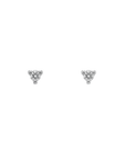 Pair of tiny round diamond stud earrings in yellow gold with three-prong setting, Camille Jewelry