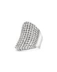 Silver Simulated Diamond Cocktail Ring on a white background– Luxury Statement Jewelry - Camille Jewelry