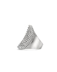 Silver Simulated Diamond Cocktail Ring side view on a white background– Luxury Statement Jewelry - Camille Jewelry