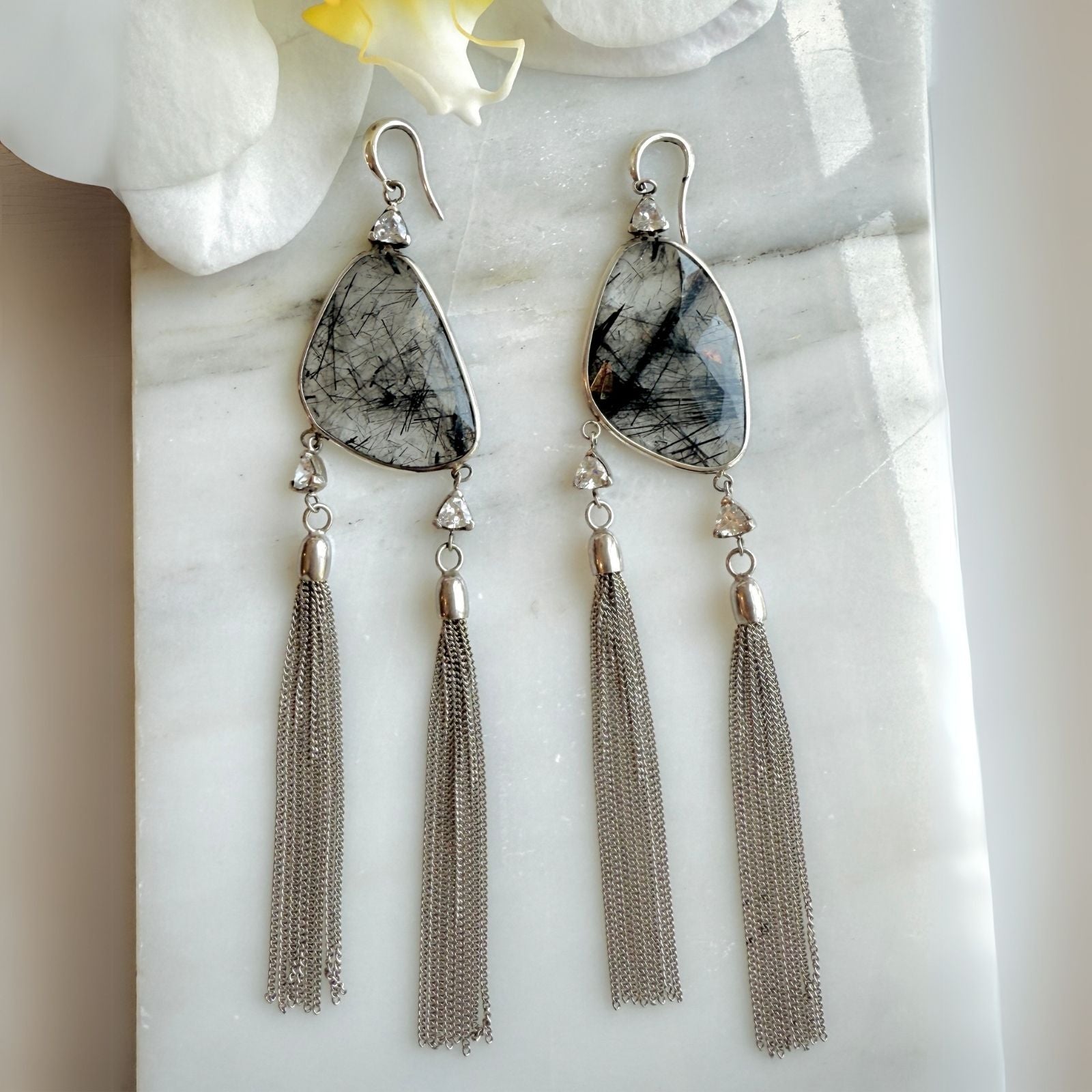 Silver Tassel Earrings - Camille Jewelry