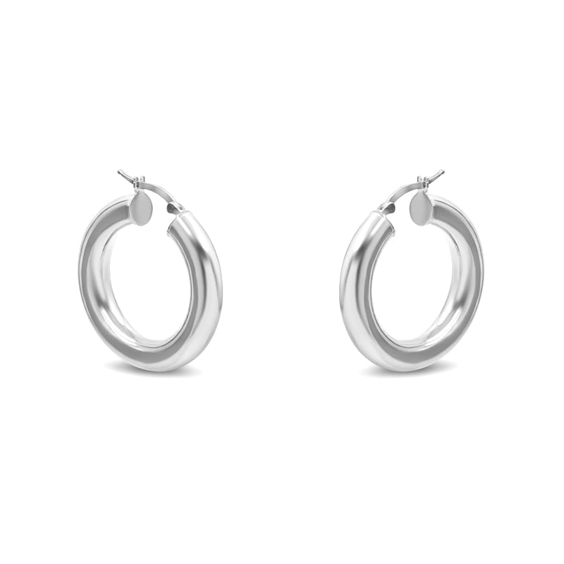 Silver Wide Round Gold Hoops - Camille Jewelry