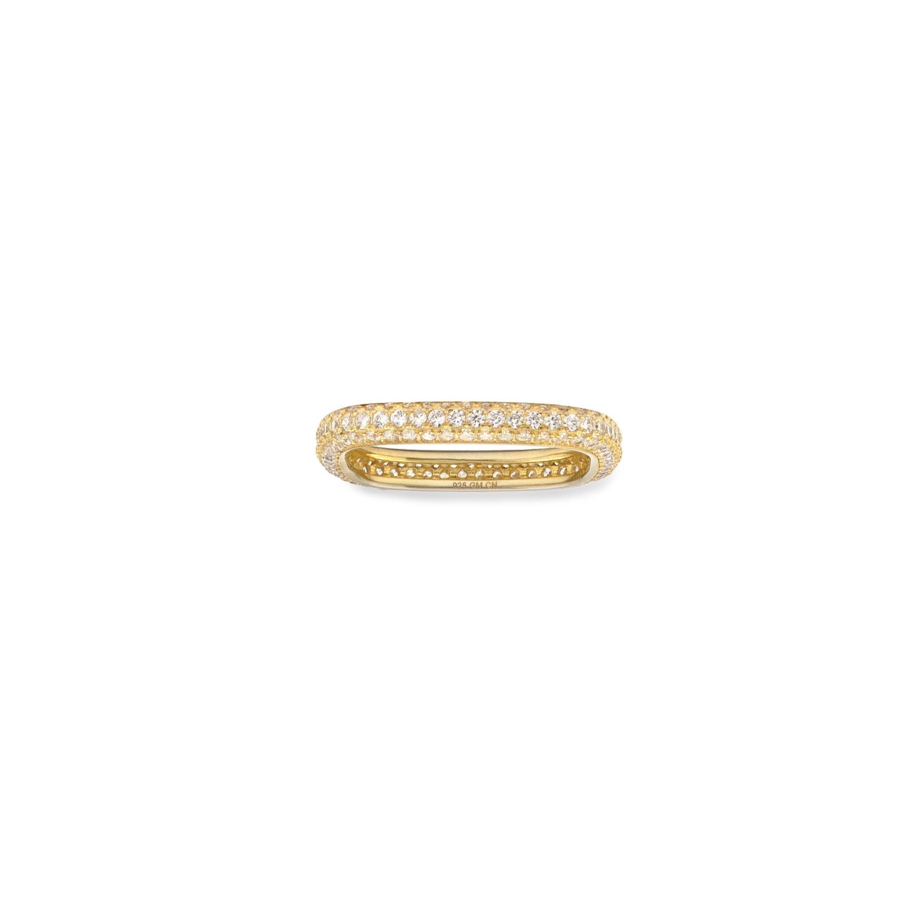 Skinny Gold Pave Square Band Ring - Camille Jewelry
