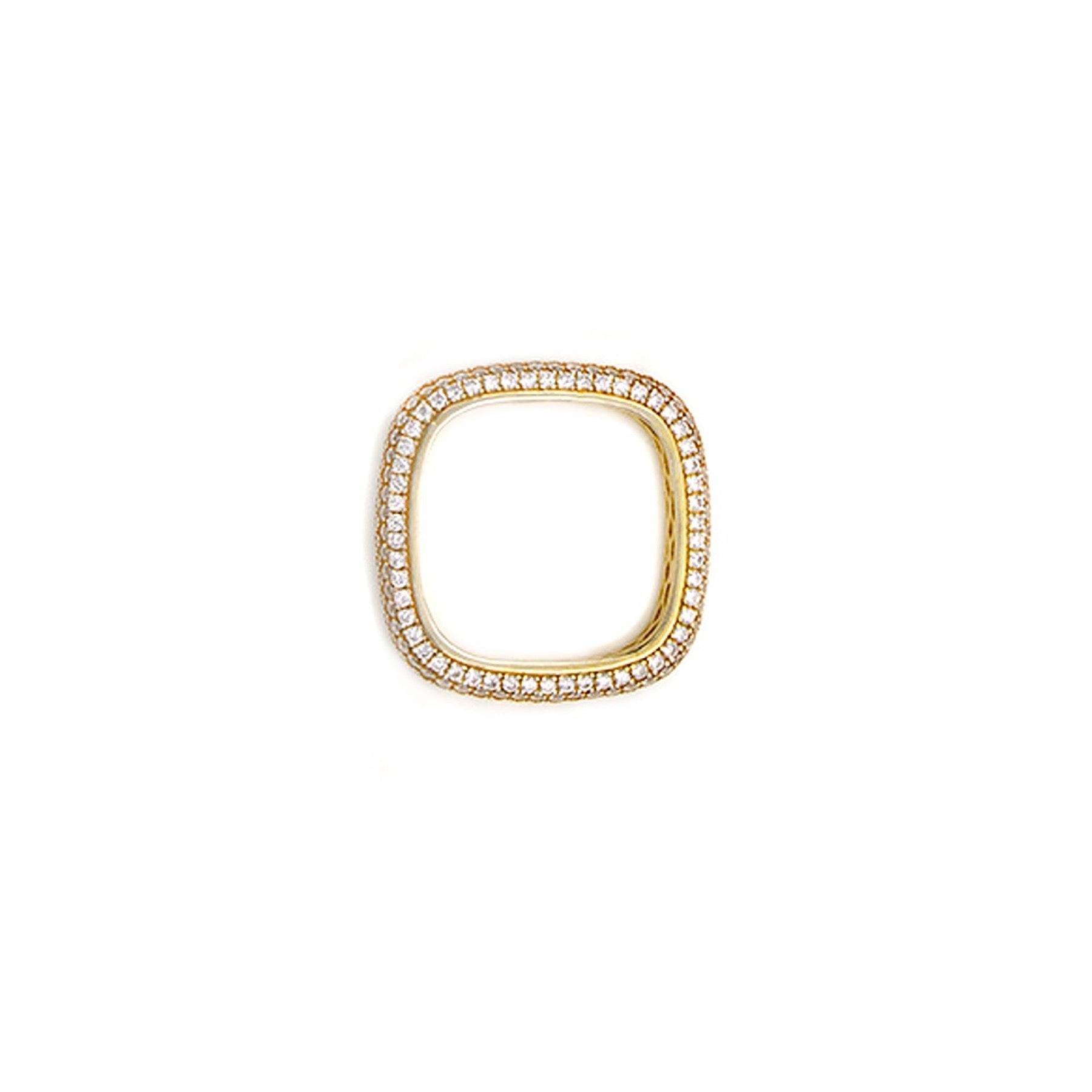 Skinny Gold Pave Square Band Ring - Camille Jewelry