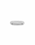 Skinny square ring in sterling silver with pavé cubic zirconia on a white background by Camille Jewelry