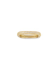 Skinny square ring in gold plated sterling silver with pavé cubic zirconia on a white background by Camille Jewelry