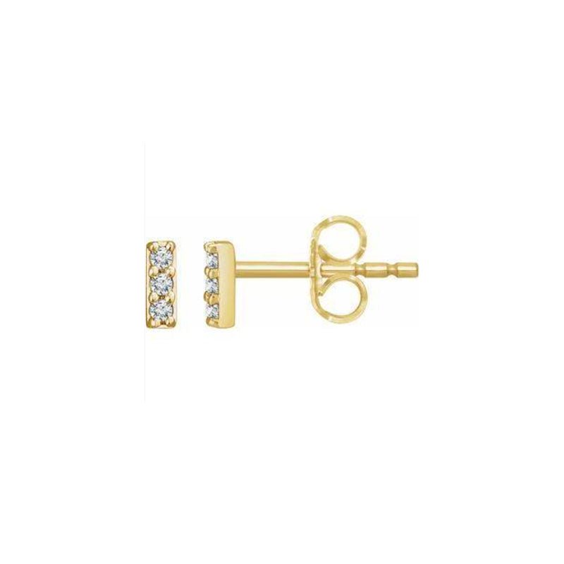 Small Diamond Bar Stud Earrings - Camille Jewelry