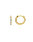 14K yellow gold Small Diamond Hoops On White Background- Camille Jewelry
